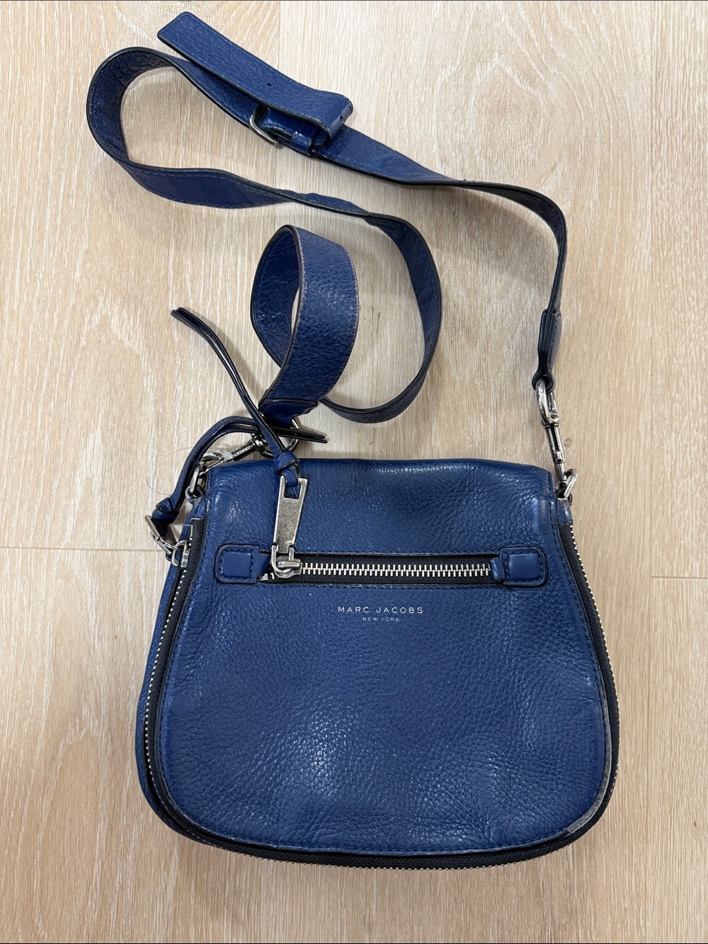 Marc Jacobs Deep Blue Leather Crossbody Saddle Bag